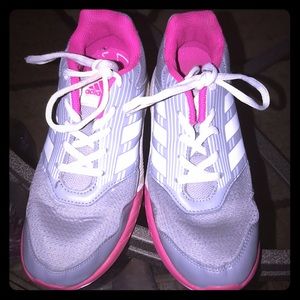 **GENTLY WORN** Girls Pink & Gray Adidas KickZ
